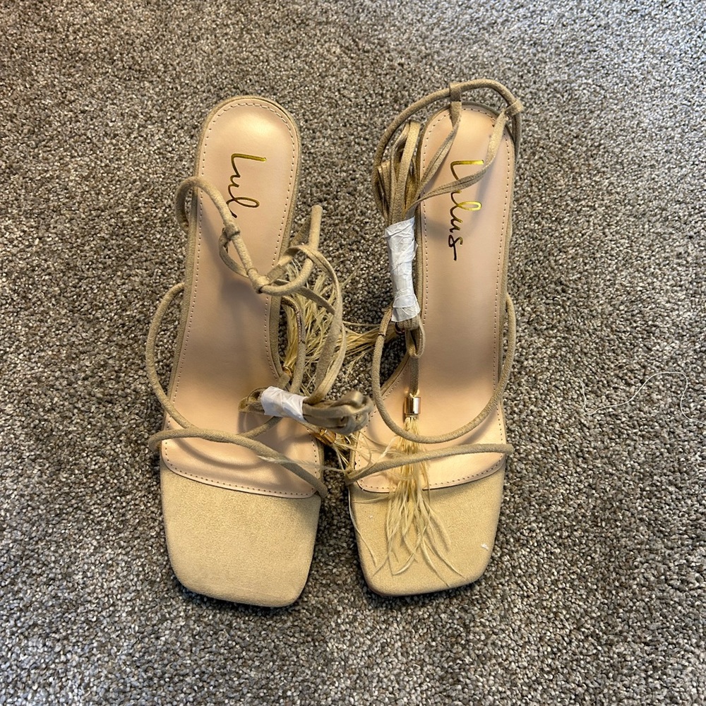Lulu's Cream Strappy Heels